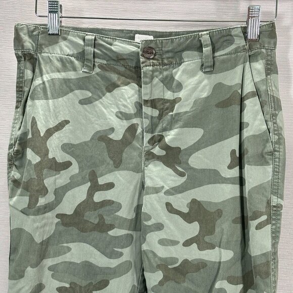 Gap Pants Womens 2 Girlfriend Chino Green Camouflage Cotton Stretch Straight Leg - Picture 2 of 10